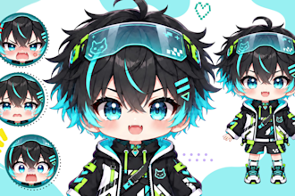 design and rig cute chibi vtuber model in anime style for vtube studio