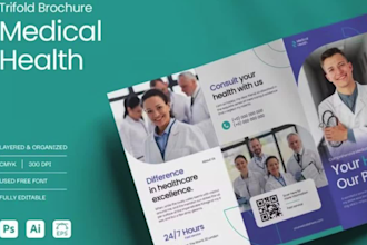 design professional healthcare bifold trifold medical brochure
