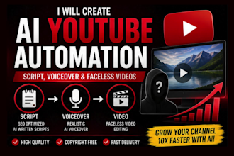 create ai youtube automation videos with script, voiceover and faceless editing