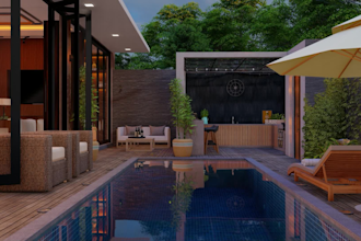 create photo realistic 3d pool, patio and backyard designs