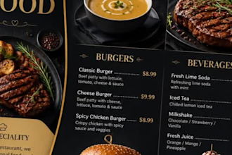 design a modern restaurant food and menu poster