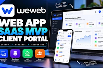 build weweb web app, saas mvp, dashboard and client portal