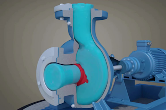 create 3d centrifugal pump animation, industrial pump mechanical explainer video