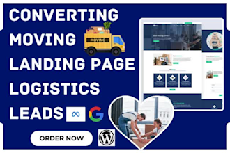design moving landing page transportation logistics moving movers leads funnel