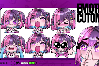 draw cute chibi anime emotes, emoji, stickers
