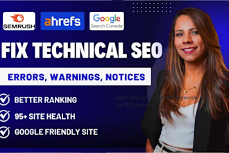 fix search console, ahrefs, semrush errors and technical seo issues
