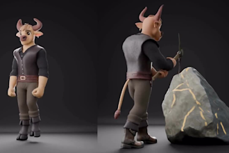 model a custom stylized 3d character for animation vtuber and music video