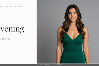 create a consistent ai model character with a 10 shot photo book