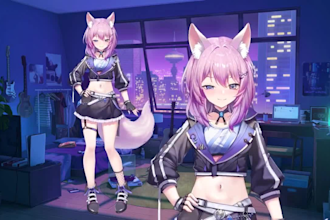 create anime vtuber model, streaming avatar with live2d rigging for vtube studio