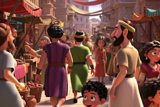 create 3d pixar style bible 3d carton story animations for kids youtube videos
