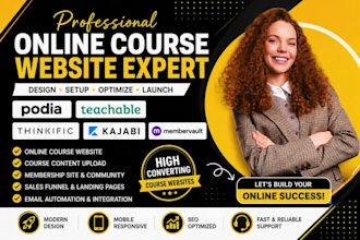 design kajabi podia thinkific teachable online course website membership site