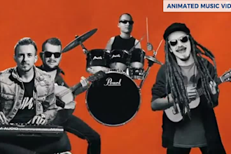 make a mindblowing animated music collage animation, vox style paper video, cgi
