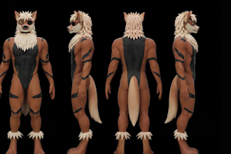 create custom vrchat furry avatar, fursona vrc avatar and vrm model for pc quest