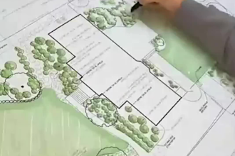 create a detailed landscape site plan with planting and hardscape layouts