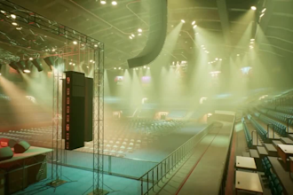 create a 3d stage lightning and stage design for your event, 3d exhibition setup