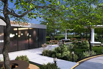 design modern landscape, backyard, garden and 3d rendering