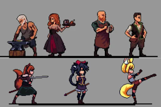 create pixel art character and sprite sheet game art retro game sprite design