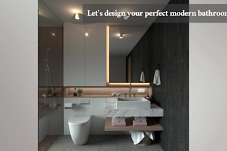 design modern bathroom, 3d realistic bathroom, interior design