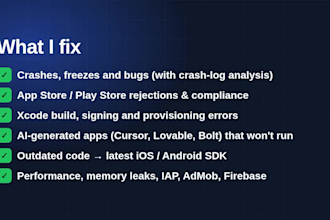 fix ios and android app bugs, crashes and app store rejections