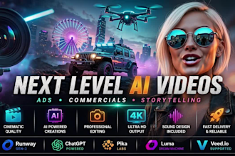 create cinematic ai videos, commercials and storytelling