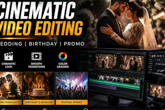 edit cinematic wedding video highlight birthday slideshow festival promo video