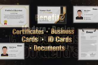 design certificate,business card,box packaging and documents