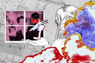 create a surreal psychedelic collage video or visualizer