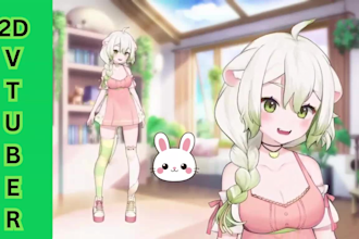 do live 2d, 3d vtuber character, vriod face rig vrchat model, vrm avater , unity