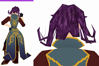 create anime low poly 3d character and vtuber, vrchat, vroid model for streaming