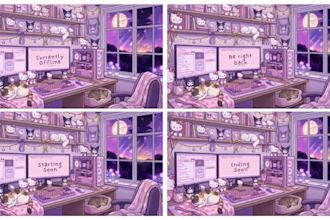 design a cozy pastel aesthetic animated stream overlay package for twitch