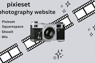 design pixieset photography website, squarespace, wix, showit website