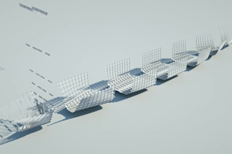 model 3d marine powertrain, low poly ship, electric marine engineering animation