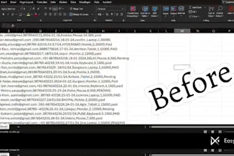clean, format, merge, split excel data