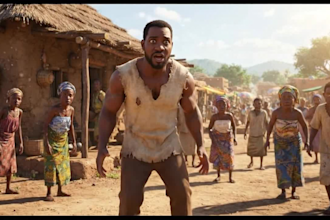 create cinematic african folktales, 3d ai animation, ai storytelling, kids music