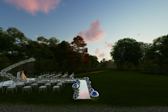 design realistic 3d wedding ceremony backdrop and decor