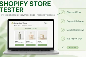 test shopify store checkout, payment, bugs and responsive issues