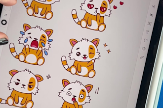 design cute sticker packs and cartoon characters