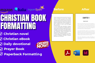 do christian manuscript formatting, ebooks prayer journals, daily devotionals