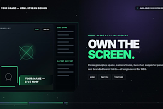 make animated HTML stream overlays for kick twitch and youtube