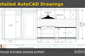 draw kitchen layout, cabinet design and isometric view