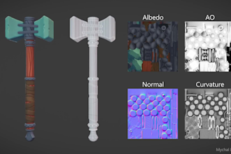 do stylized 3d game assets weapons props low poly 3d model pbr texture for game