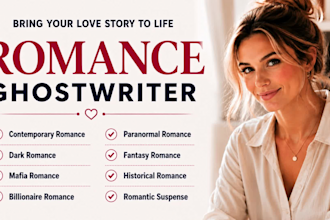 write, edit, rewrite romance story, dark romance, fantasy romance book, ebook
