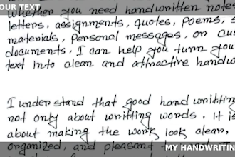 write neat, accurate handwritten notes, letters, custom documents
