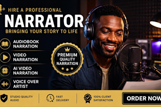 audiobook narration, audiobook narrator, video narration, ai video narration