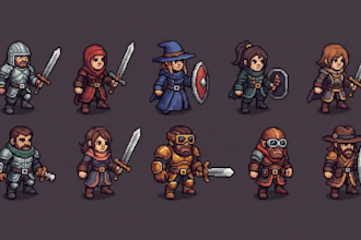 create top down pixel art tileset, rpg game asset, 2d pixel tilemap