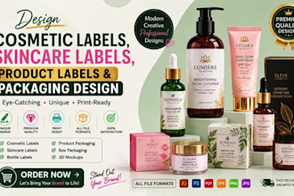 design cosmetic labels, skincare labels, product labels and packaging design