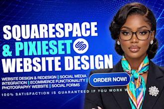 design squarespace website development, pixieset website, photography website