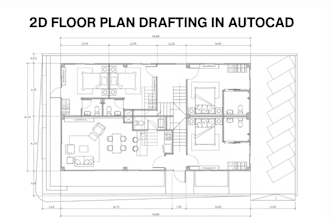 draw architectural floor plan, house plan blueprint and autocad drawing in 2d