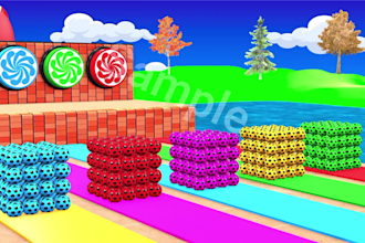 create 3d crossing fountain cartoon for kids paint animals