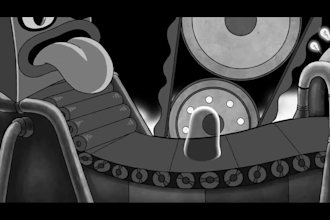 create a custom rubberhose animation, vintage cartoon loop in 1930s style
